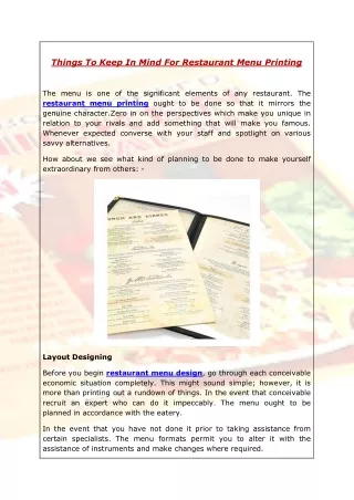 things to keep in mind for restaurant menu