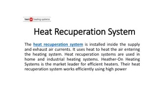 Heat Recuperation System The Best Heat Recovery System At Cheap Price: