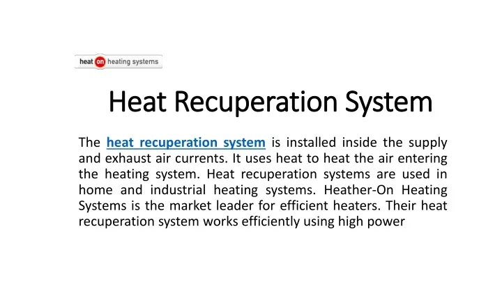 heat recuperation system