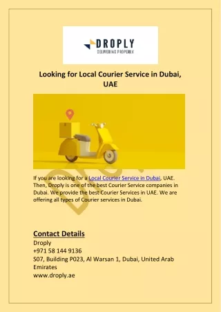Looking for Local Courier Service in Dubai, UAE