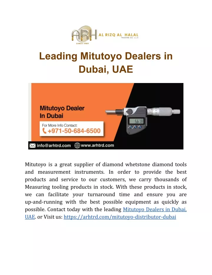 leading mitutoyo dealers in dubai uae