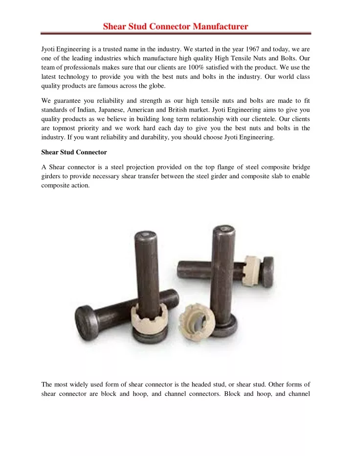 shear stud connector manufacturer