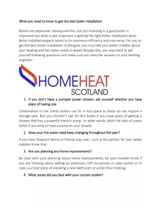 What you need to know to get the best boiler installation