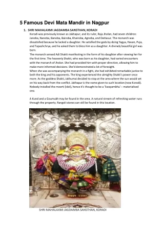 5 Famous Devi Mata Mandir in Nagpur