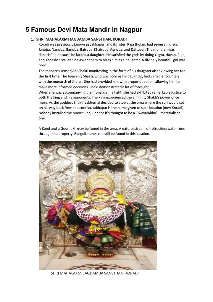 5 famous devi mata mandir in nagpur