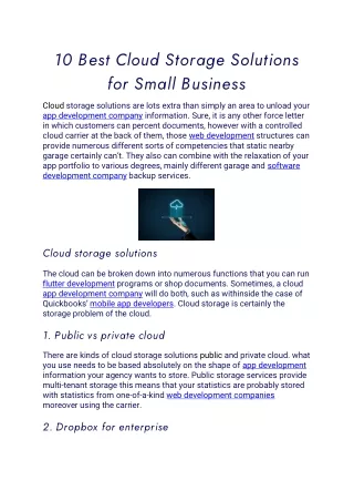 10 best cloud storage solutions for small business