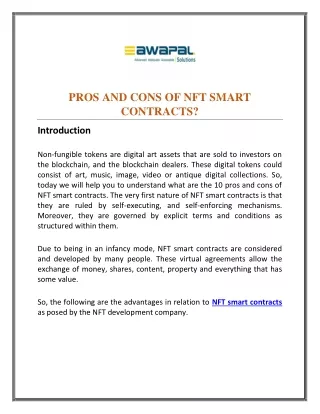 pros and cons of nft smart contracts