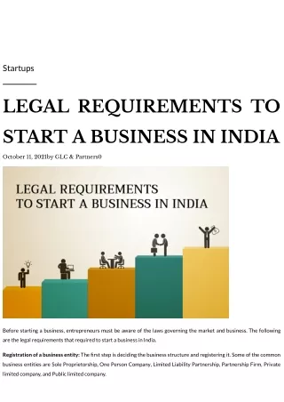 Legal Requirements to start a Business in India- GLC & PARTNERS