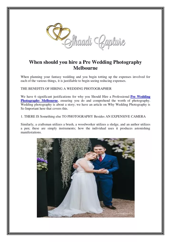 when should you hire a pre wedding photography