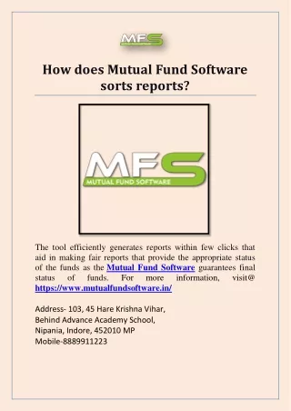 how does mutual fund software sorts reports