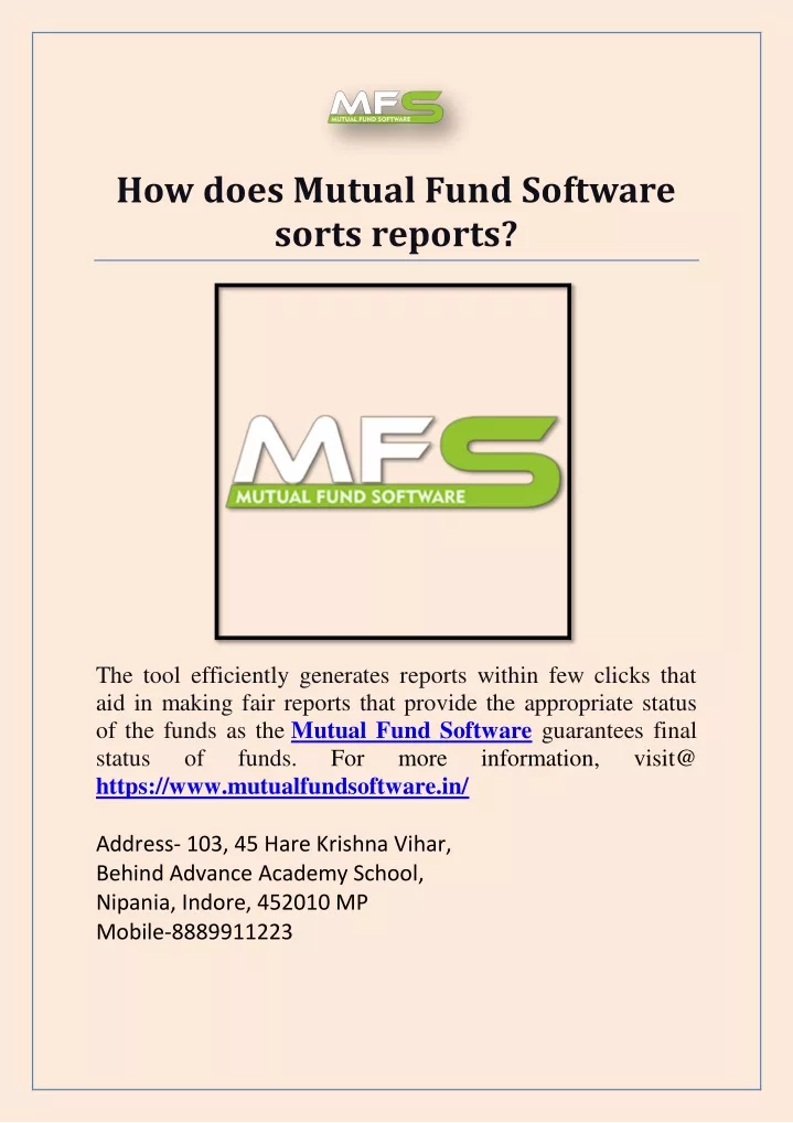 how does mutual fund software sorts reports