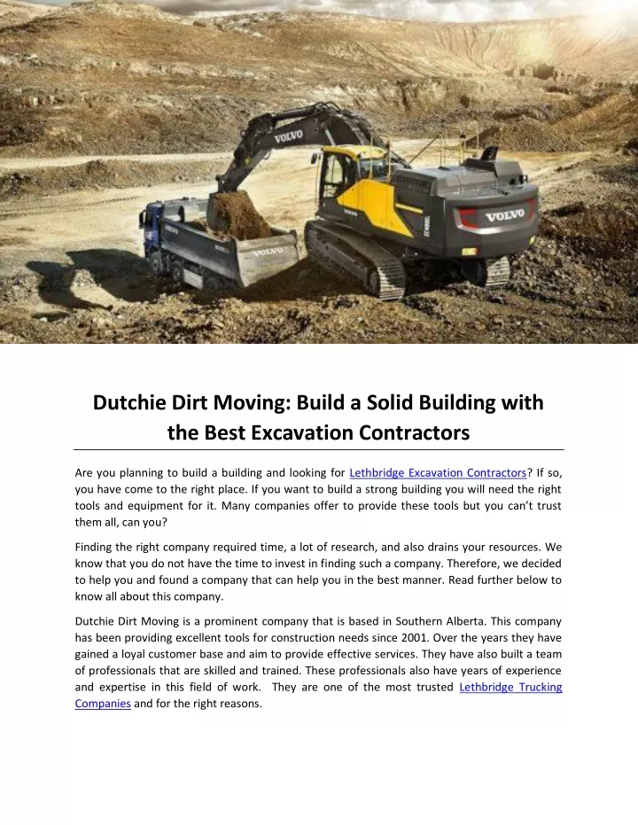 dutchie dirt moving build a solid building with