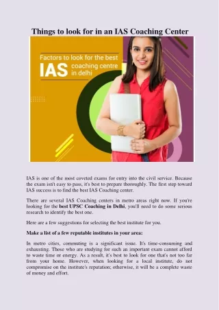 things to look for in an ias coaching center