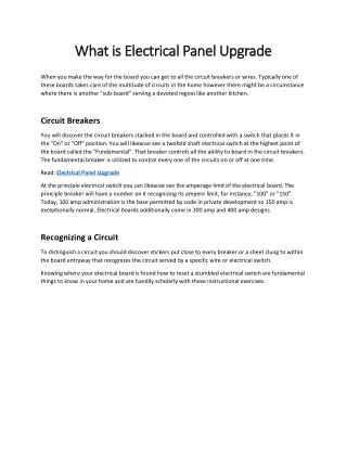 What is Electrical Panel Upgrade