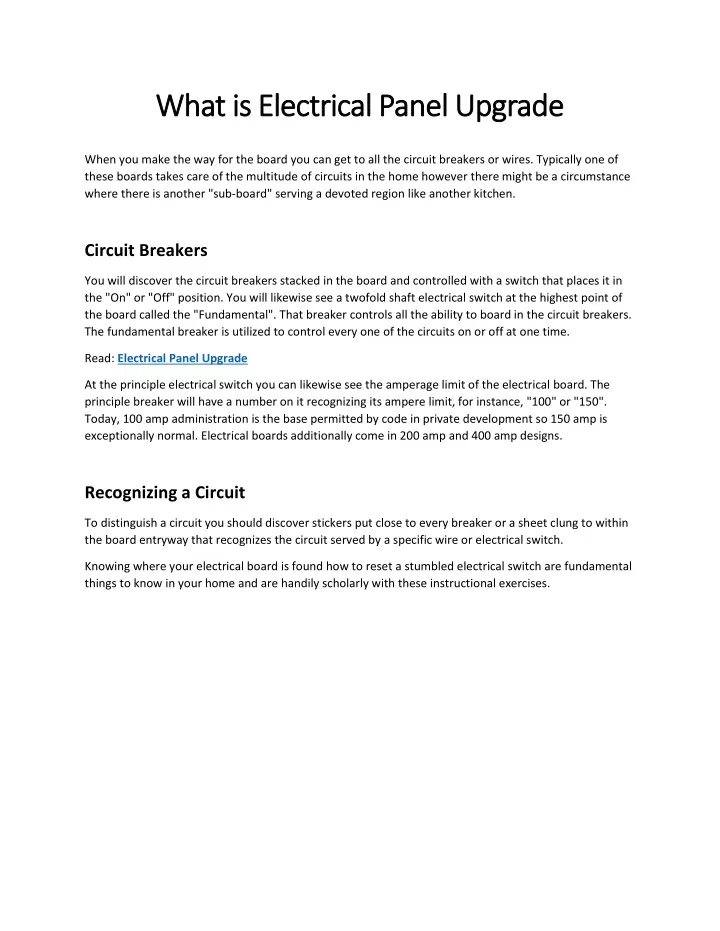 what is what is electrical panel upgrade