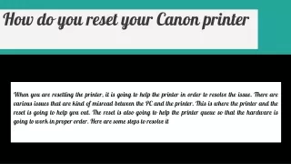 how do you reset your canon printer