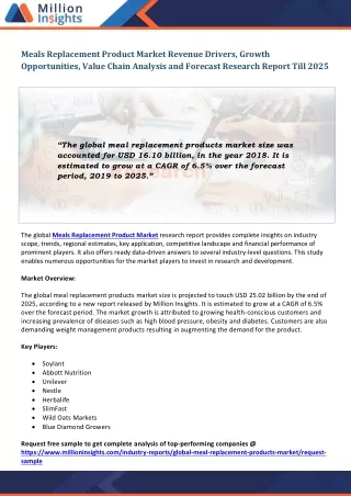 meals replacement product market revenue drivers