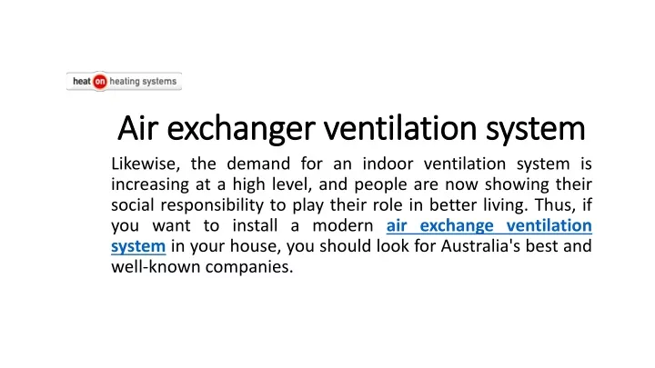 air exchanger ventilation system