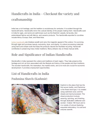 Handicrafts in India – Checkout the variety and craftsmanship