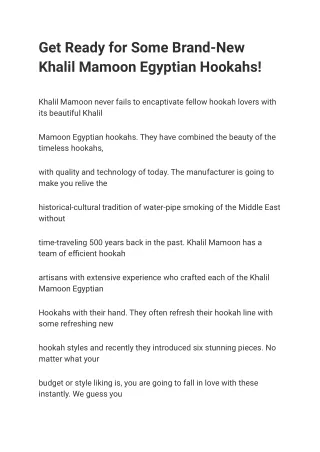 Get Ready for Some Brand-New Khalil Mamoon Egyptian Hookahs!