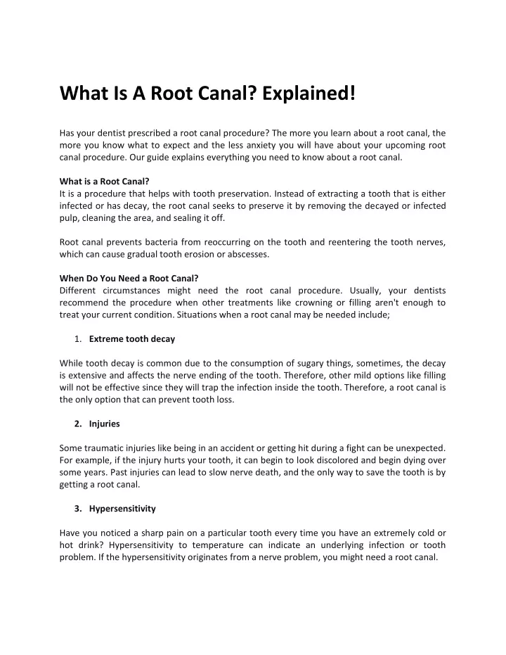 what is a root canal explained