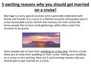5 exciting reasons why you should get married on a cruise