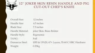 12'' Joker Skin Resin Handle and Pig Cut-Out Chef's Knife