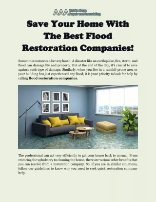 Best Flood Restoration Companies In Texas | AAAMobileHomeRepairs
