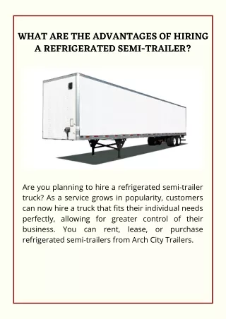 What Are the Advantages of Hiring a Refrigerated Semi-Trailer