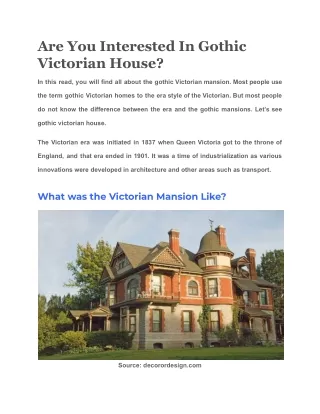 are you interested in gothic victorian house