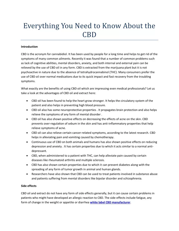 everything you need to know about the cbd