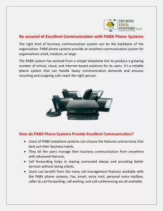 be assured of excellent communication with pabx