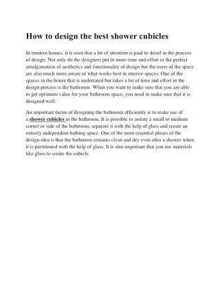 How to design the best shower cubicles