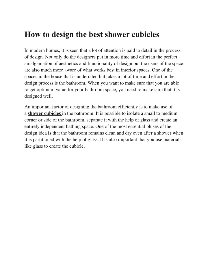 how to design the best shower cubicles