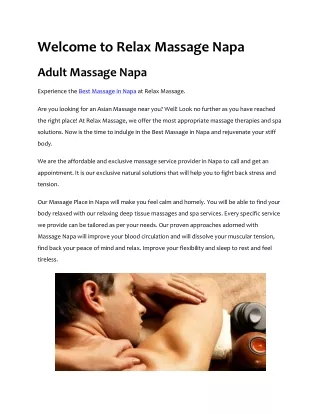 Adult Massage Napa