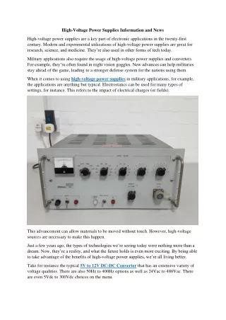 high voltage power supplies information and news