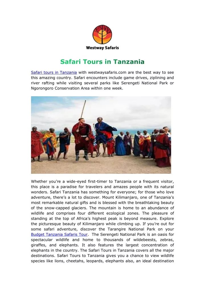 safari tours in tanzania with westwaysafaris
