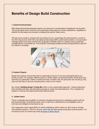 benefits of design build construction