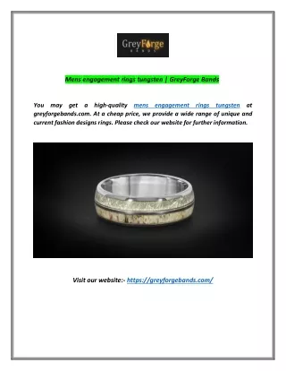 Mens engagement rings tungsten | GreyForge Bands