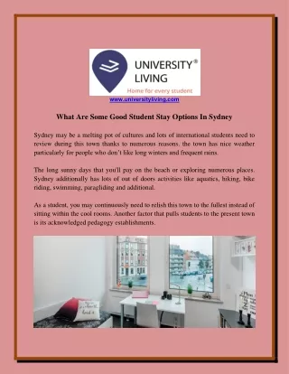 What Are Some Good Student Stay Options In Sydney