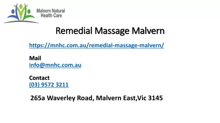 remedial m assage malvern