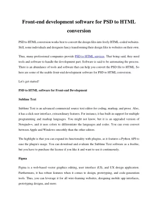 front end development software for psd to html