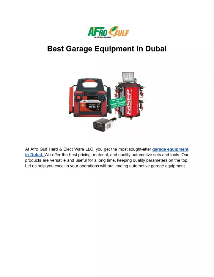 best garage equipment in dubai