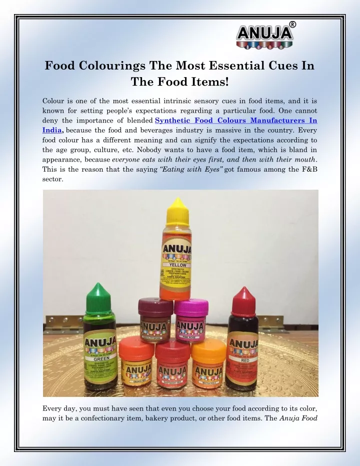 food colourings the most essential cues