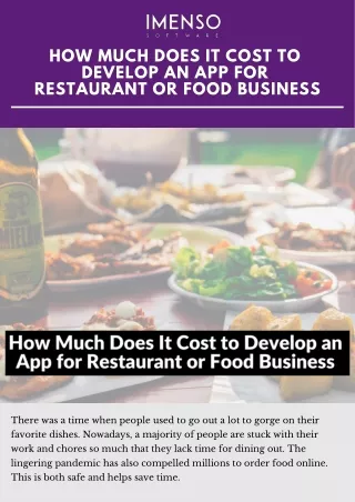 How Much Does It Cost to Develop an App for Restaurant or Food Business