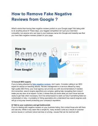 How to Remove Fake Negative Reviews from Google