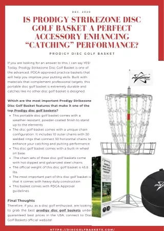 Is Prodigy Strikezone Disc Golf Basket a Perfect Accessory Enhancing “Catching” Performance