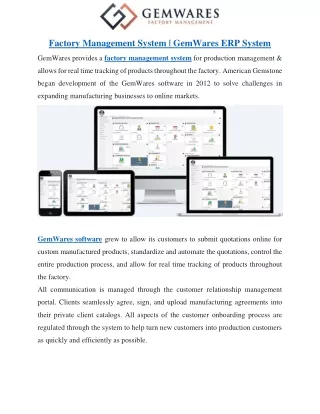Factory Management System Thailand | GemWares ERP System
