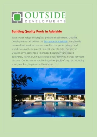 Building Quality Pools in Adelaide