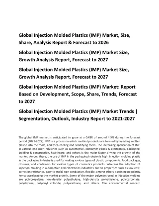 global injection molded plastics imp market size
